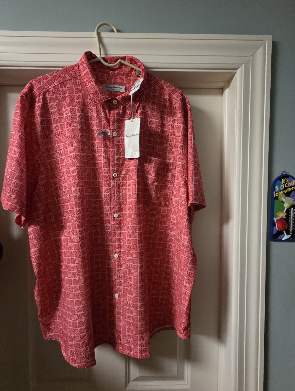 Tommy Bahama Coast Cozumel Tiles In Red Patterned Short-Sleeve Button-Down Shirt